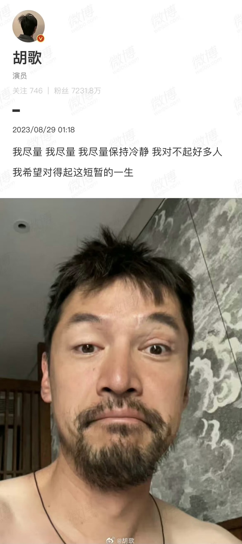 胡歌深夜發微博 胡歌深夜發微博