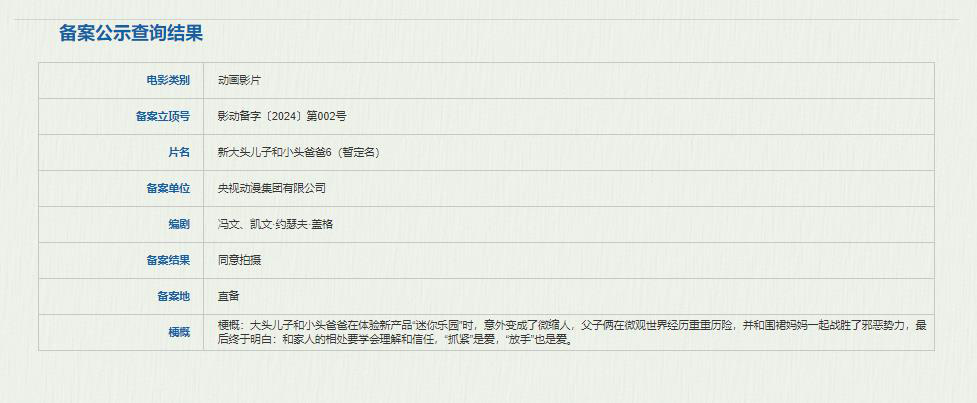 《新大頭兒子和小頭爸爸6》立項 父子變身微縮人(圖2)