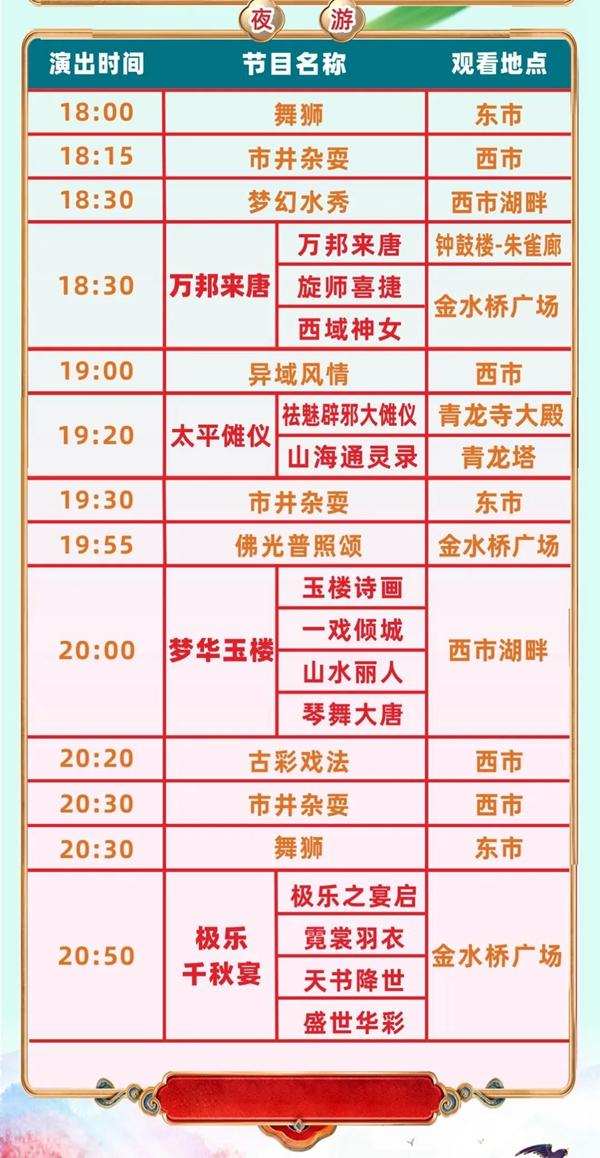 襄陽唐城夜游節目單