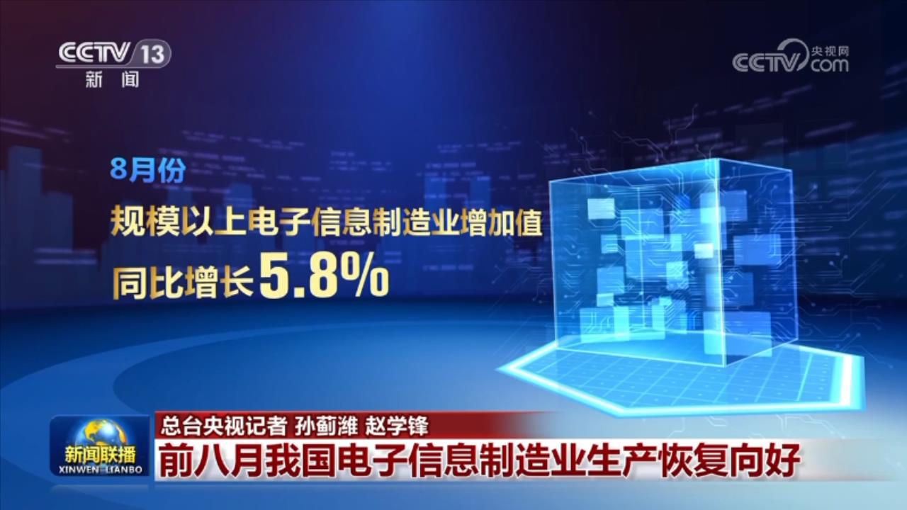 前八月我國電子信息制造業(yè)生產(chǎn)恢復(fù)向好